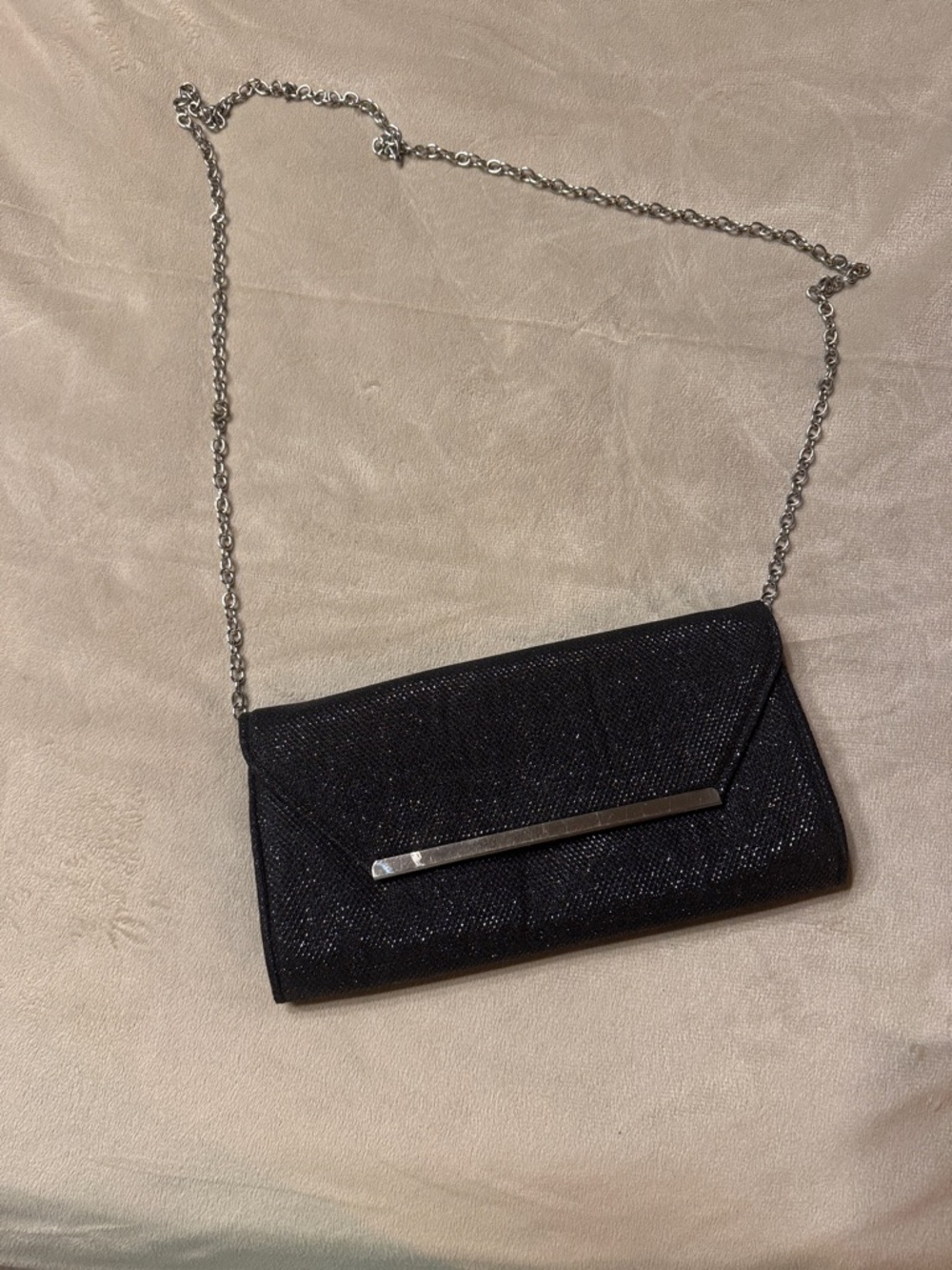 Black Sparkle Chain Shoulder Bag